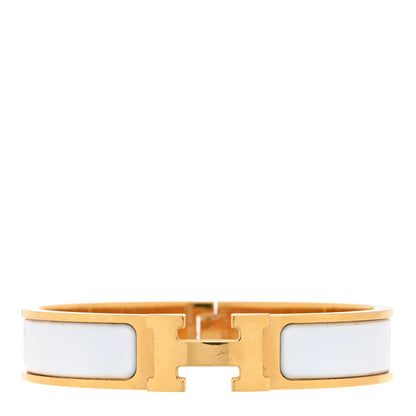 Hermes Enamel Narrow Clic Clac H Bracelet PM White 1 of 3