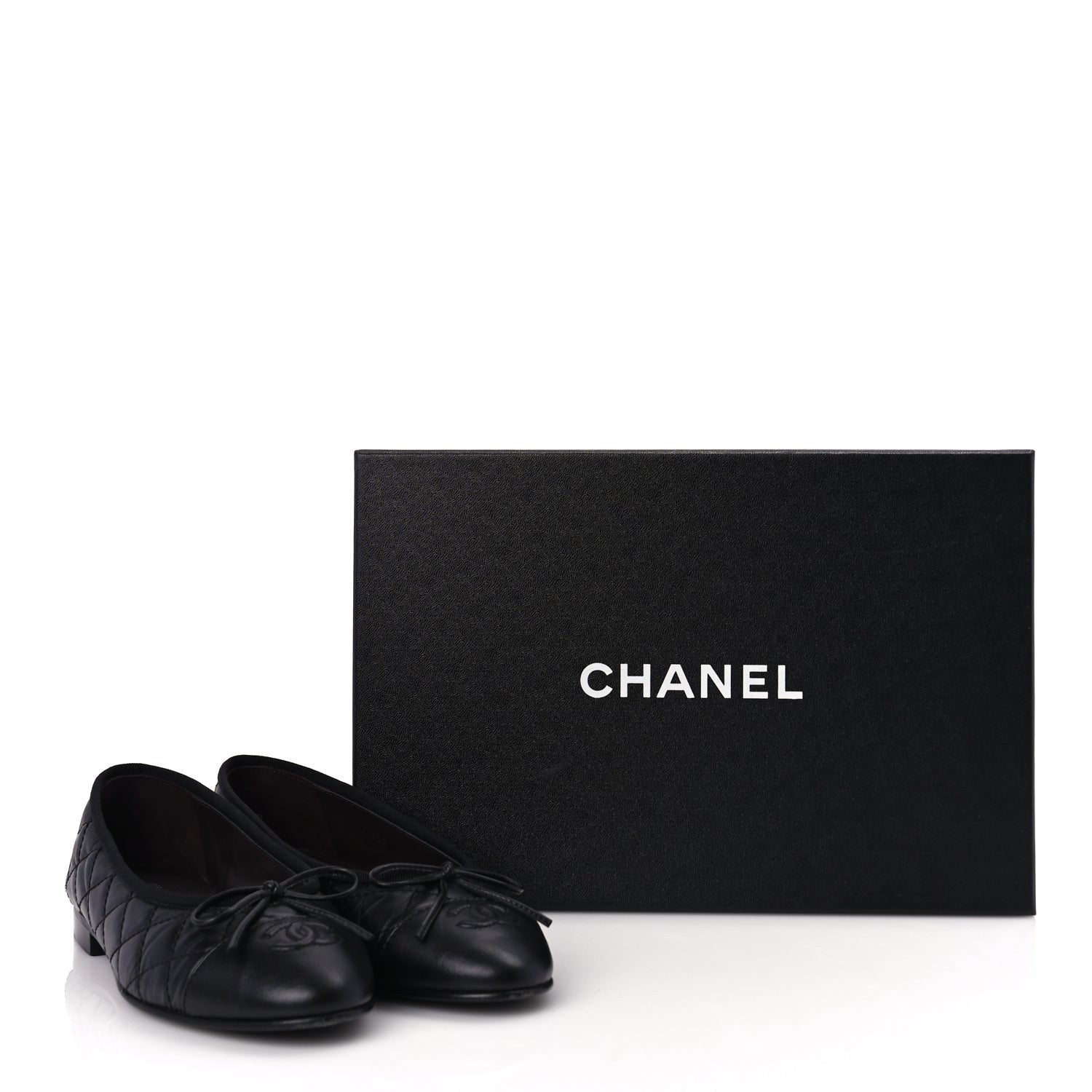 Chanel Aged Calfskin Quilted CC Cap Toe Ballerina Flats 36 Black 9 of 9