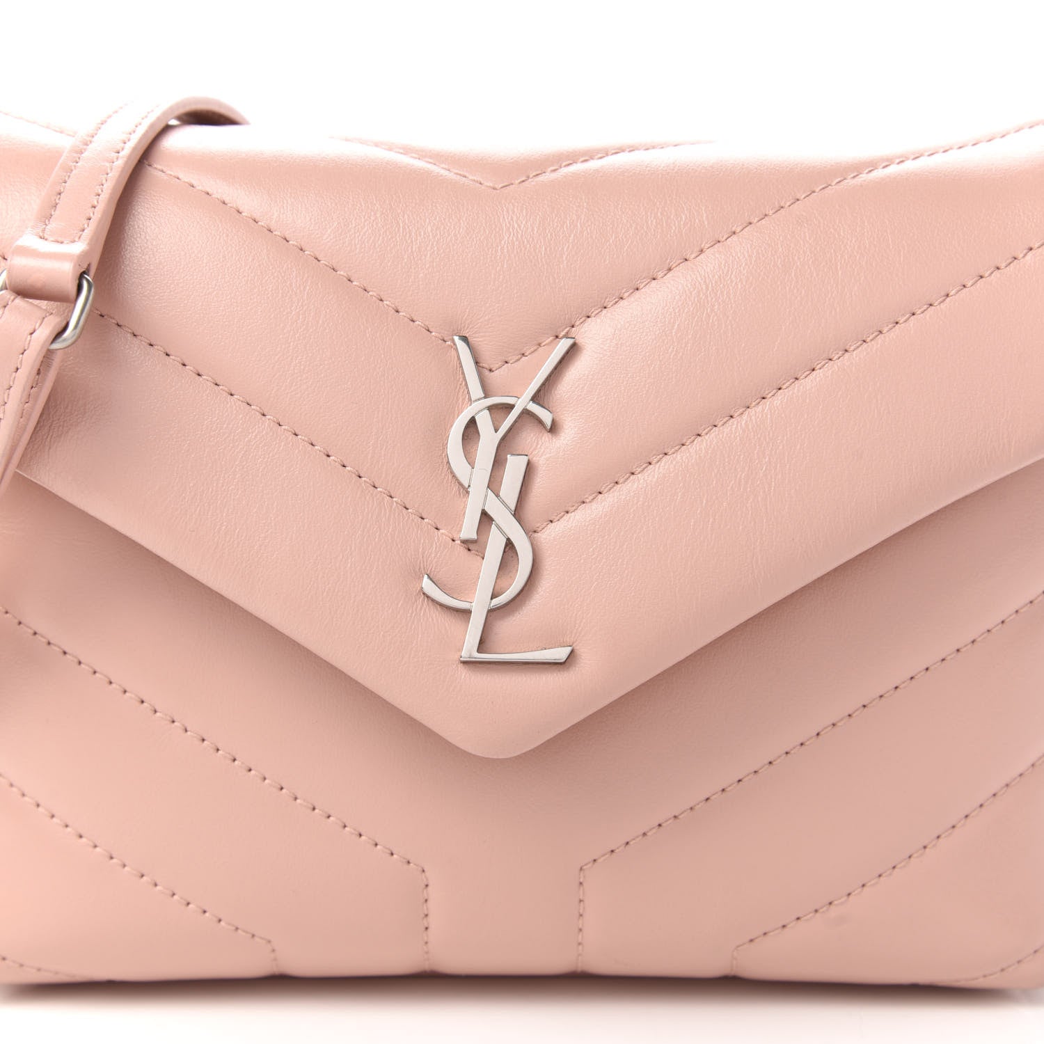 Saint Laurent Calfskin Y Quilted Monogram Toy Loulou Crossbody Bag Pale Pink 9 of 9