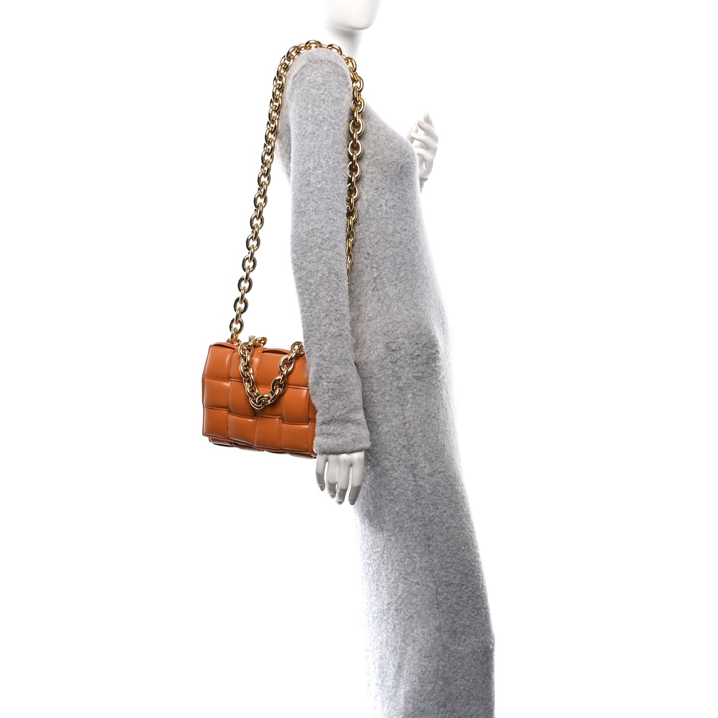 Lambskin Maxi Intreccio Padded Chain Cassette Crossbody Bag Clay