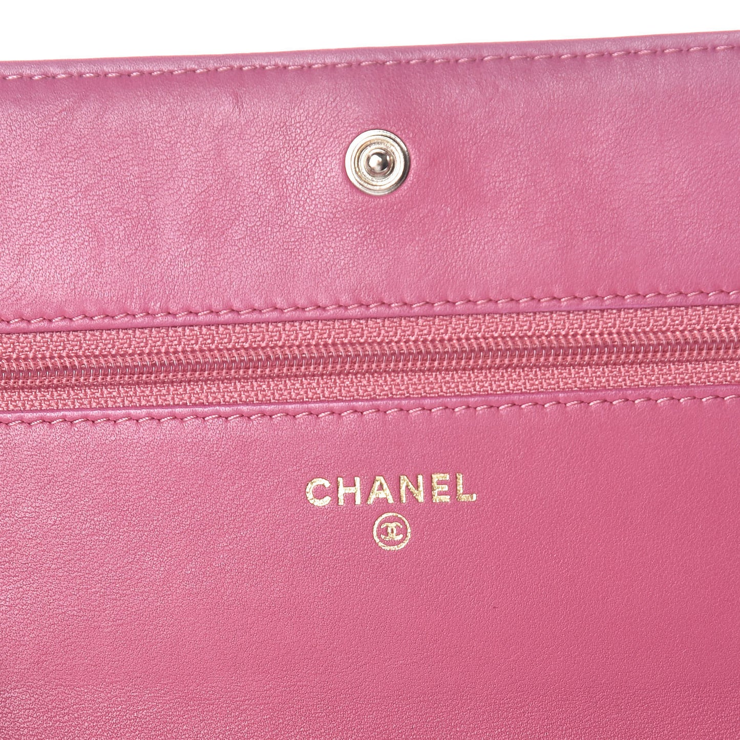 Lambskin Camellia Embossed Wallet On Chain WOC Pink