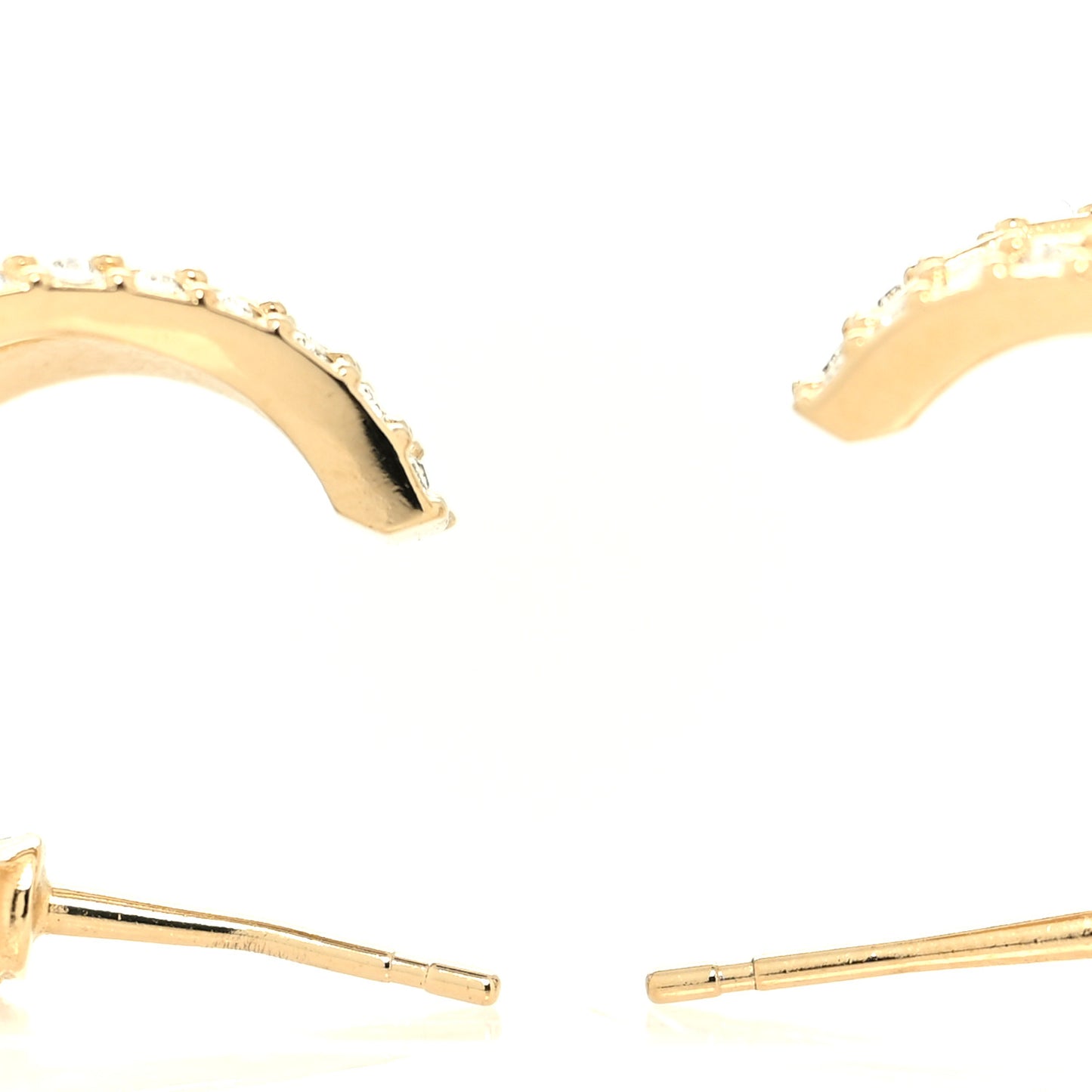 Crystal Strass CC Double Hoop Earrings Gold
