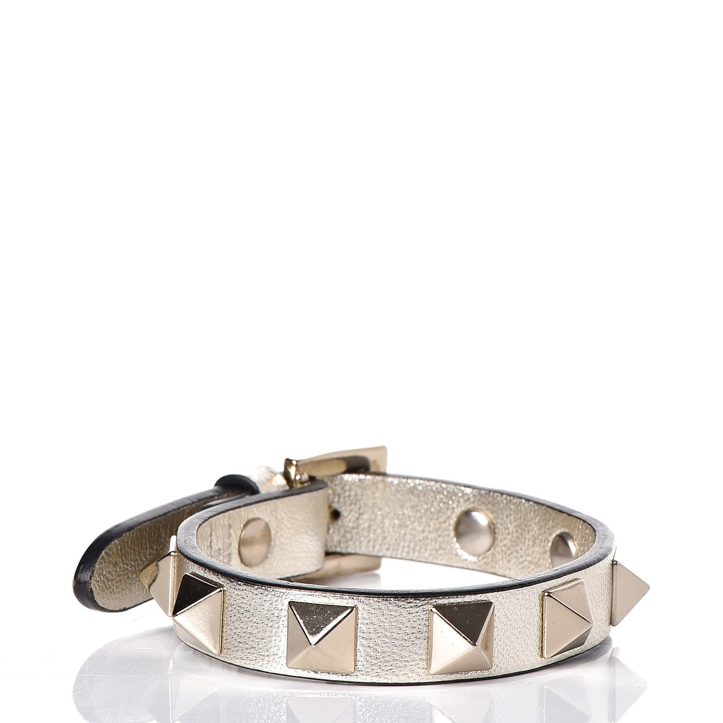 Metallic Vitello Rockstud Bracelet Gold