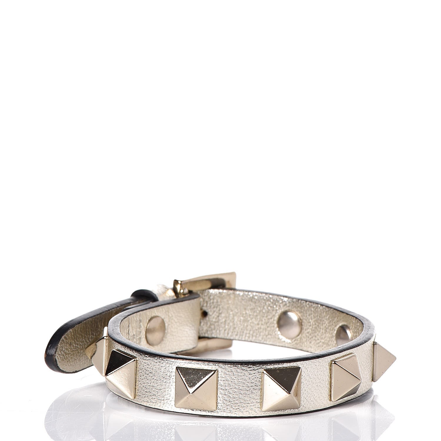 Valentino Garavani Metallic Vitello Rockstud Bracelet Gold 3 of 4