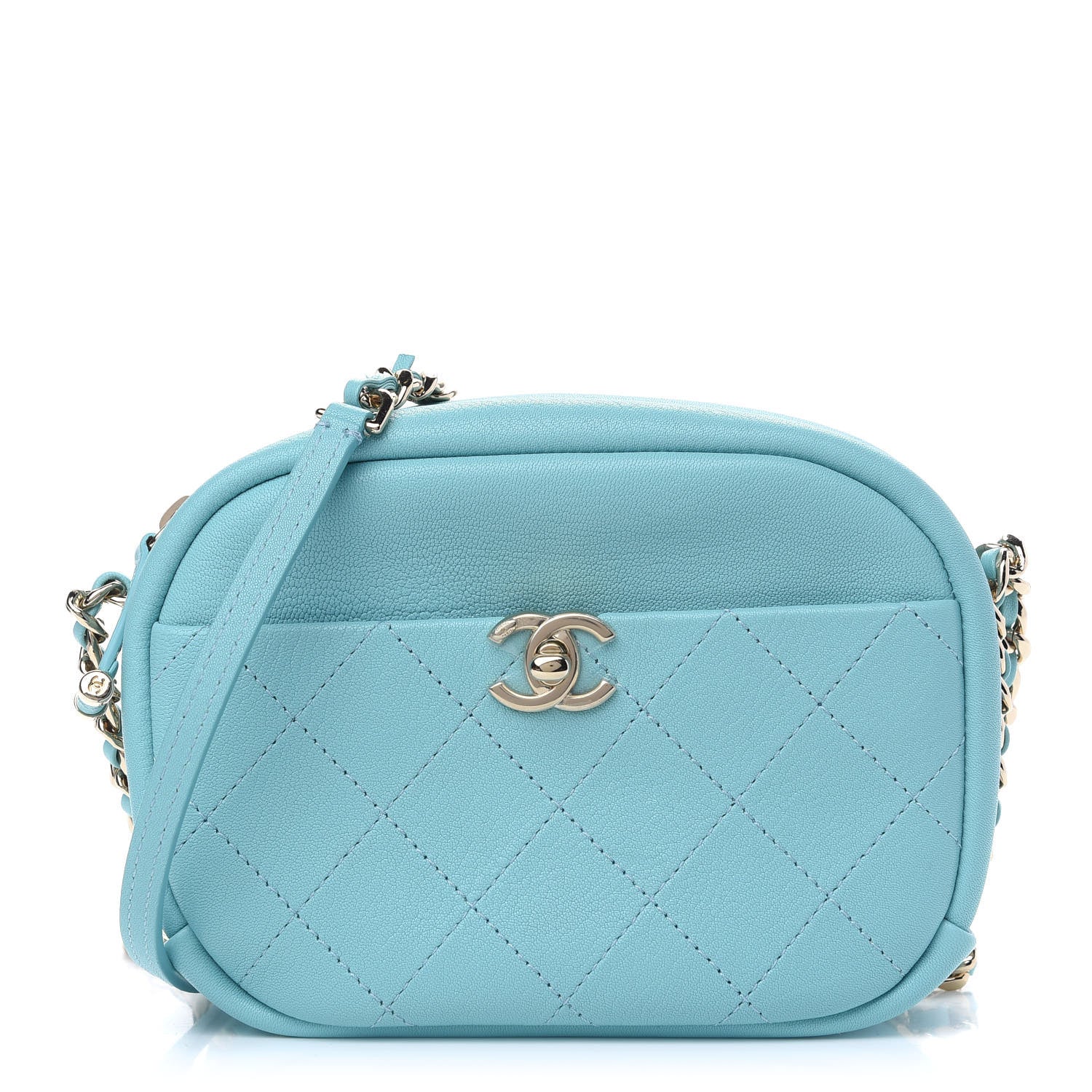 Chanel Goatskin Quilted Small Casual Trip Camera Case Light Blue 1 of 9