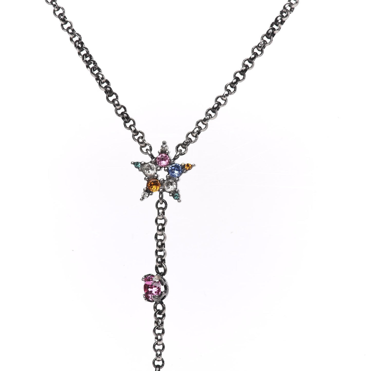Crystal J'Adior Long Necklace Ruthenium Multicolor