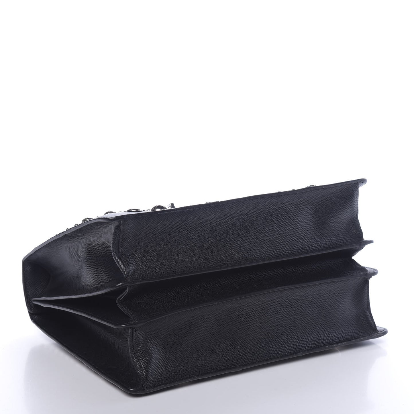 Saffiano Studded Double Zip Tote Black