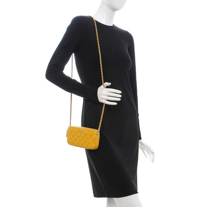 Chanel Caviar Quilted Small Clutch With Chain Yellow 2 of 9