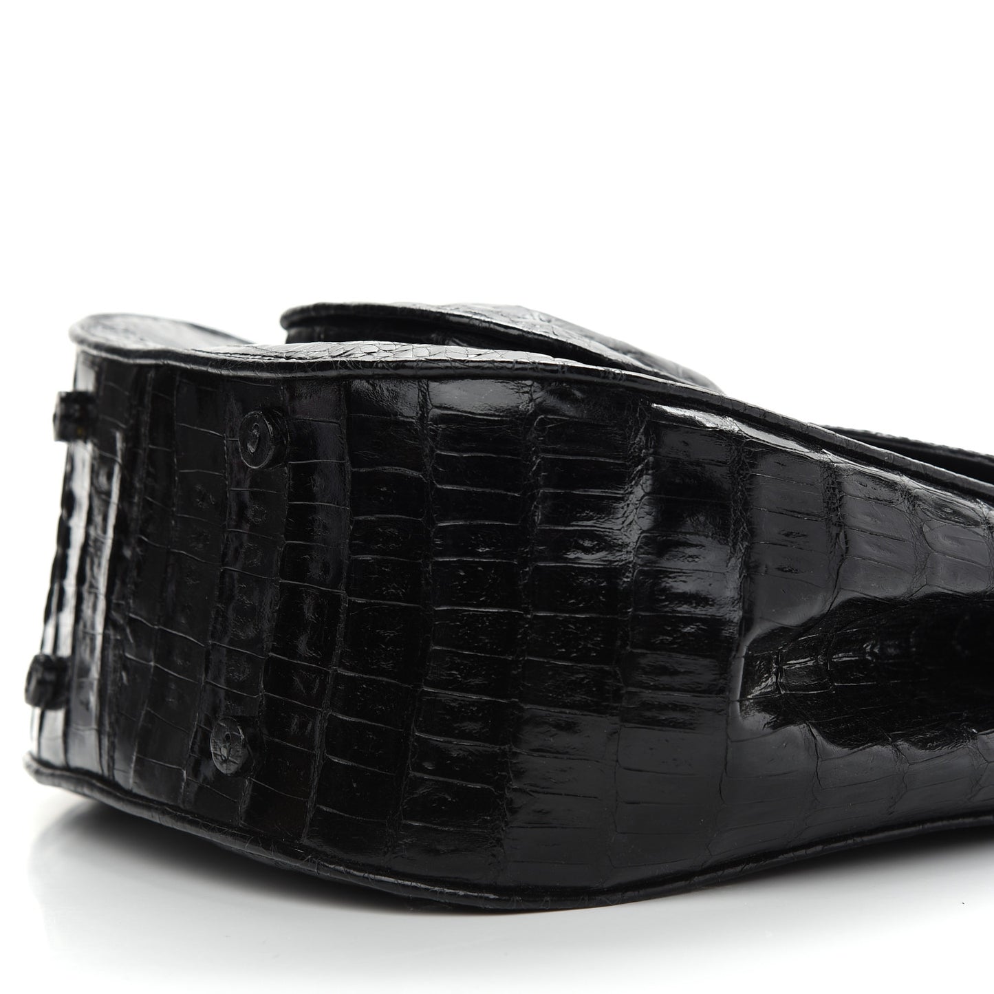 Crocodile Top Handle Bag Black