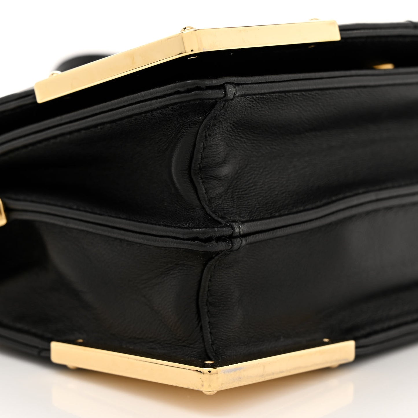 Nappa Triangle Quilted Metal Shoulder Bag Black