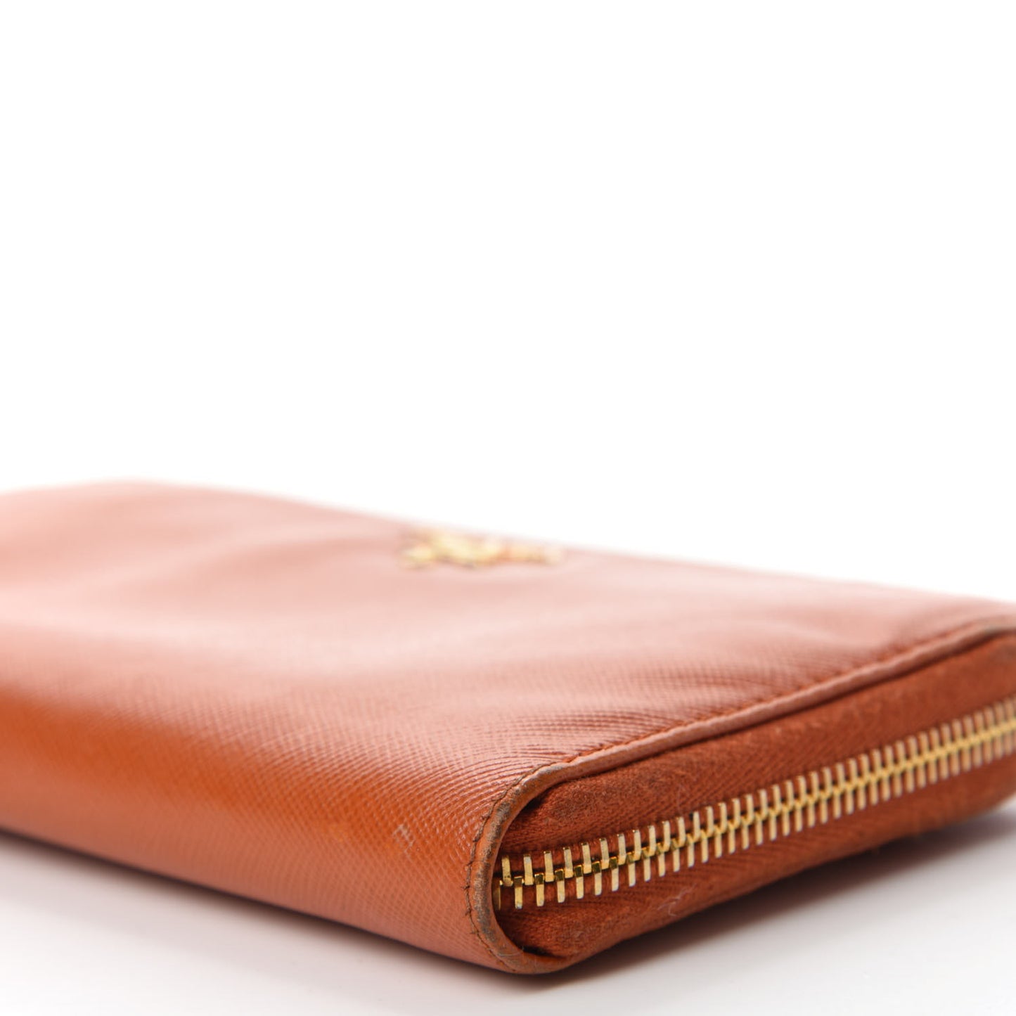 Saffiano Metal Zip Around Wallet Papaya