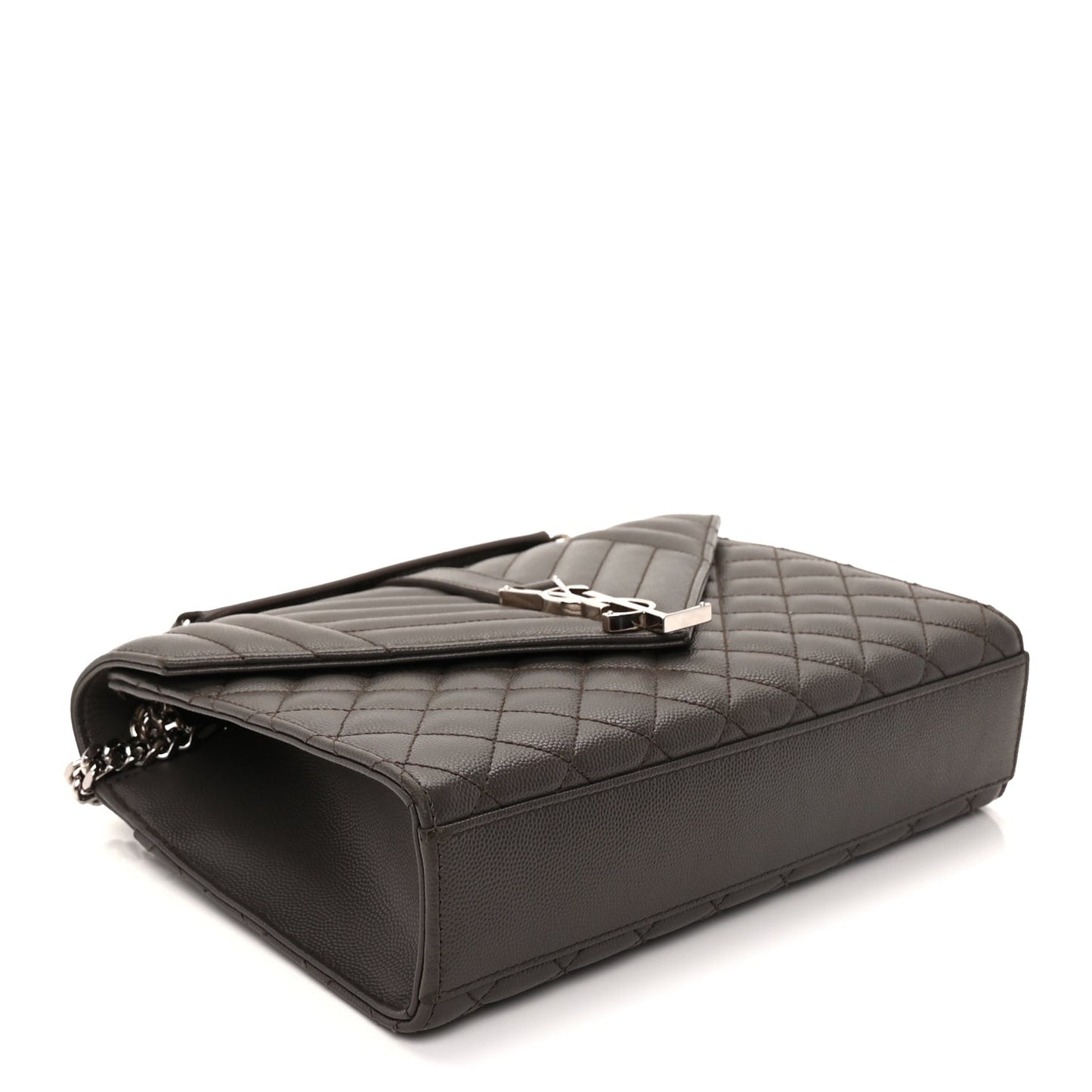 Grain De Poudre Textured Mixed Matelasse Medium Triquilt Monogram Satchel  Earth
