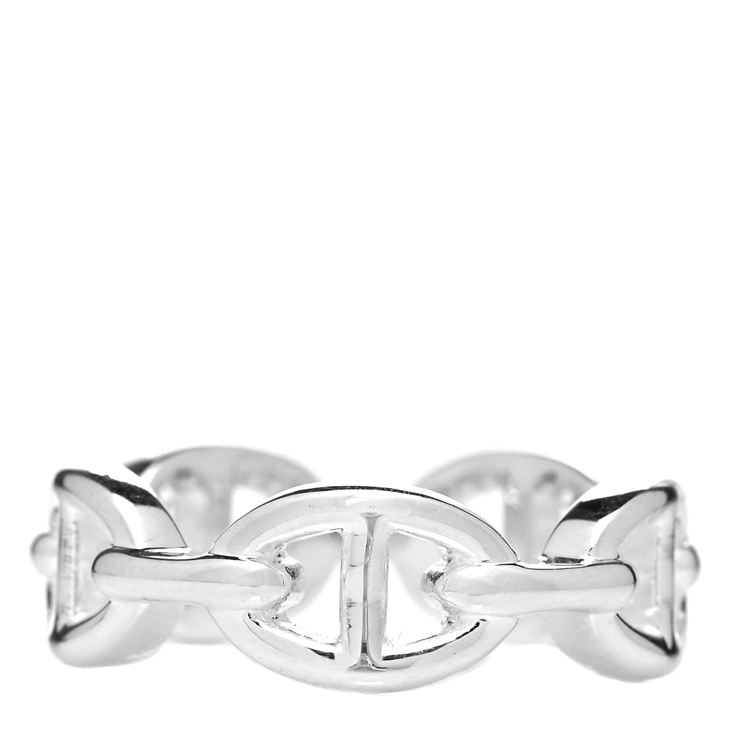 Hermes Sterling Silver PM Chaine d'Ancre Enchainee Band Ring 55 7.25 3 of 5