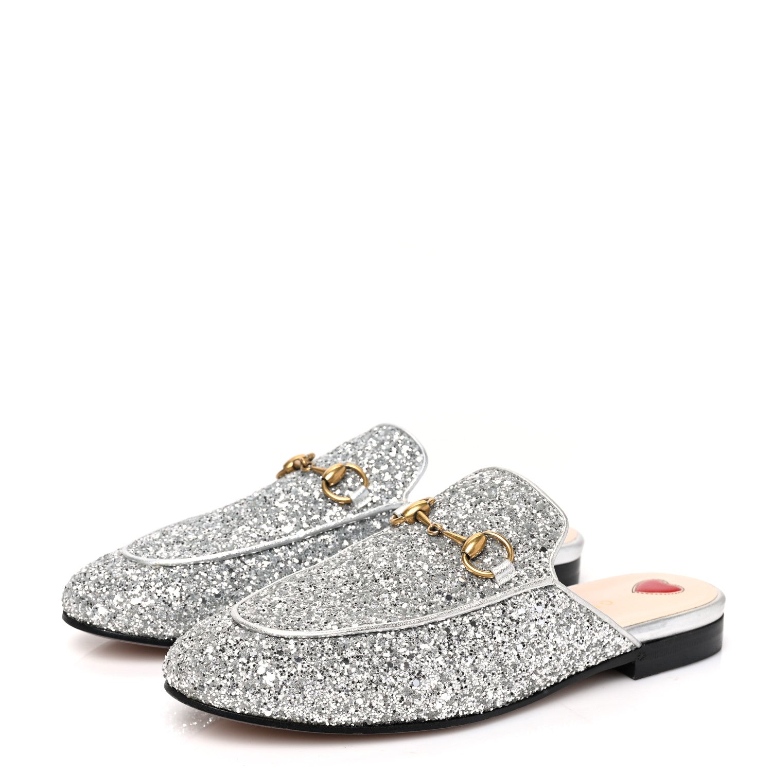 Gucci Glitter Womens Princetown Slippers 36 Silver 3 of 9