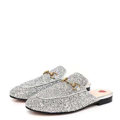 Gucci Glitter Womens Princetown Slippers 36 Silver 3 of 9