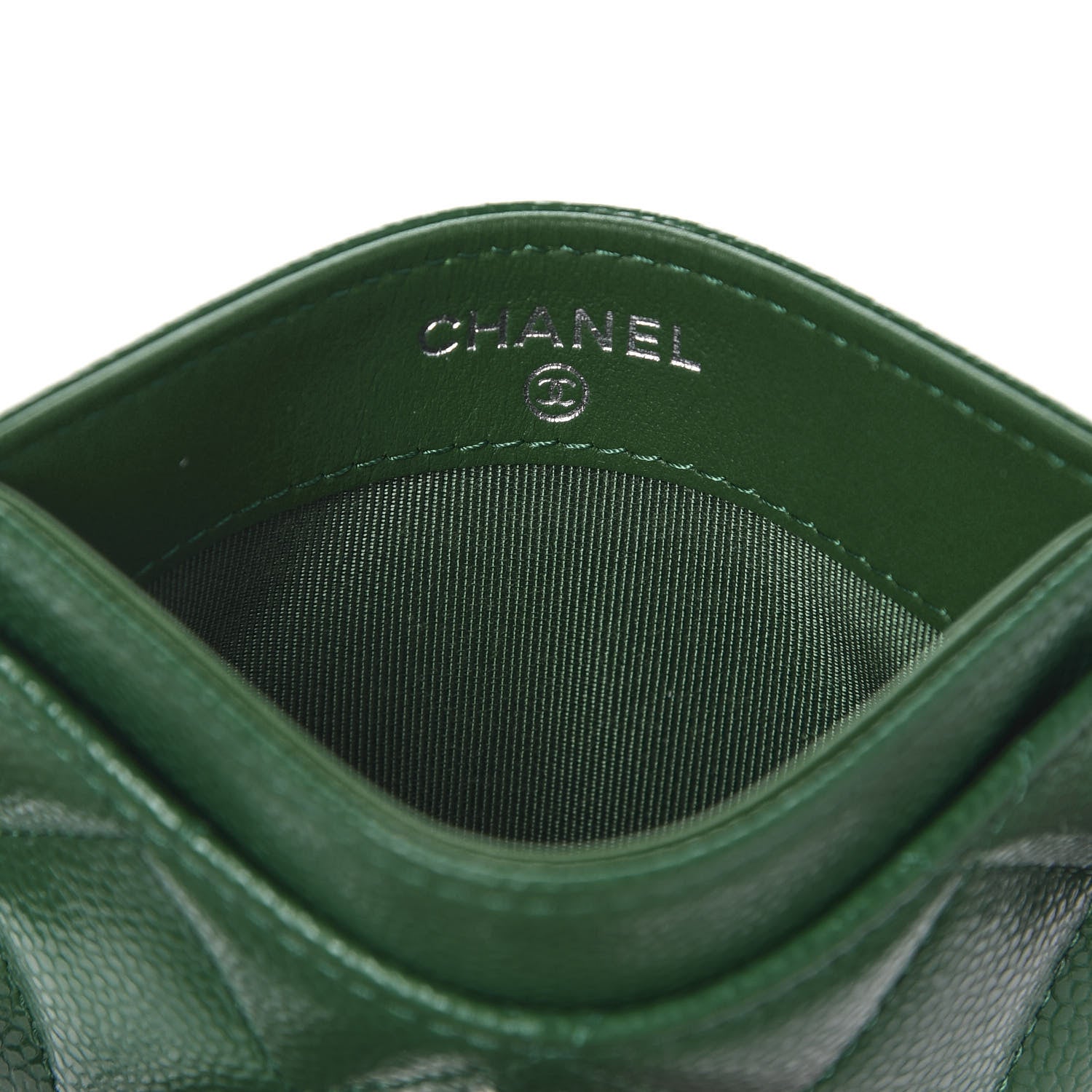 Chanel Caviar Quilted Card Holder Green 6 of 9