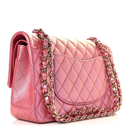Chanel Iridescent Caviar Quilted Medium Double Flap Dark Pink 3 of 10