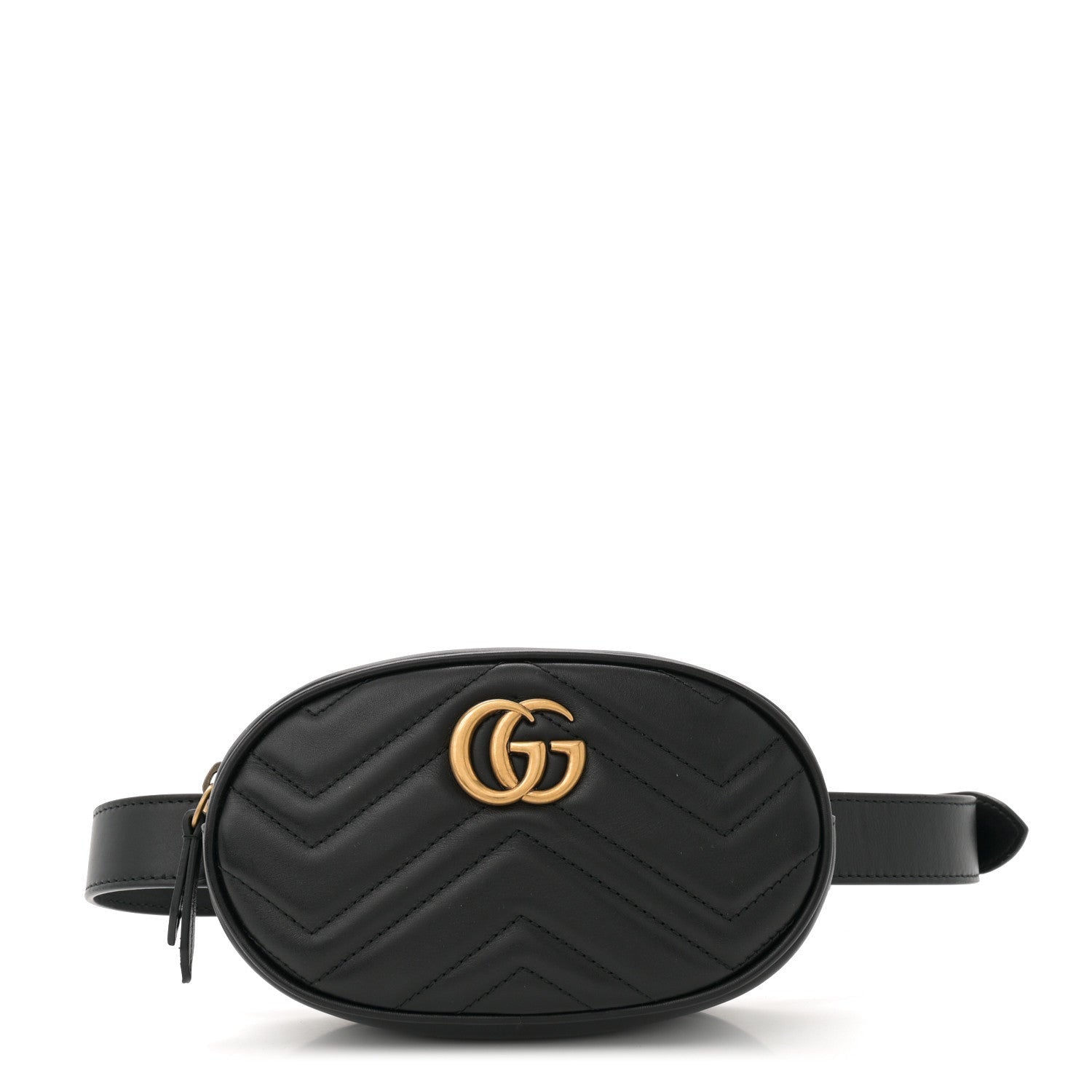 Gucci Calfskin Matelasse GG Marmont Belt Bag 75 30 Black 1 of 7