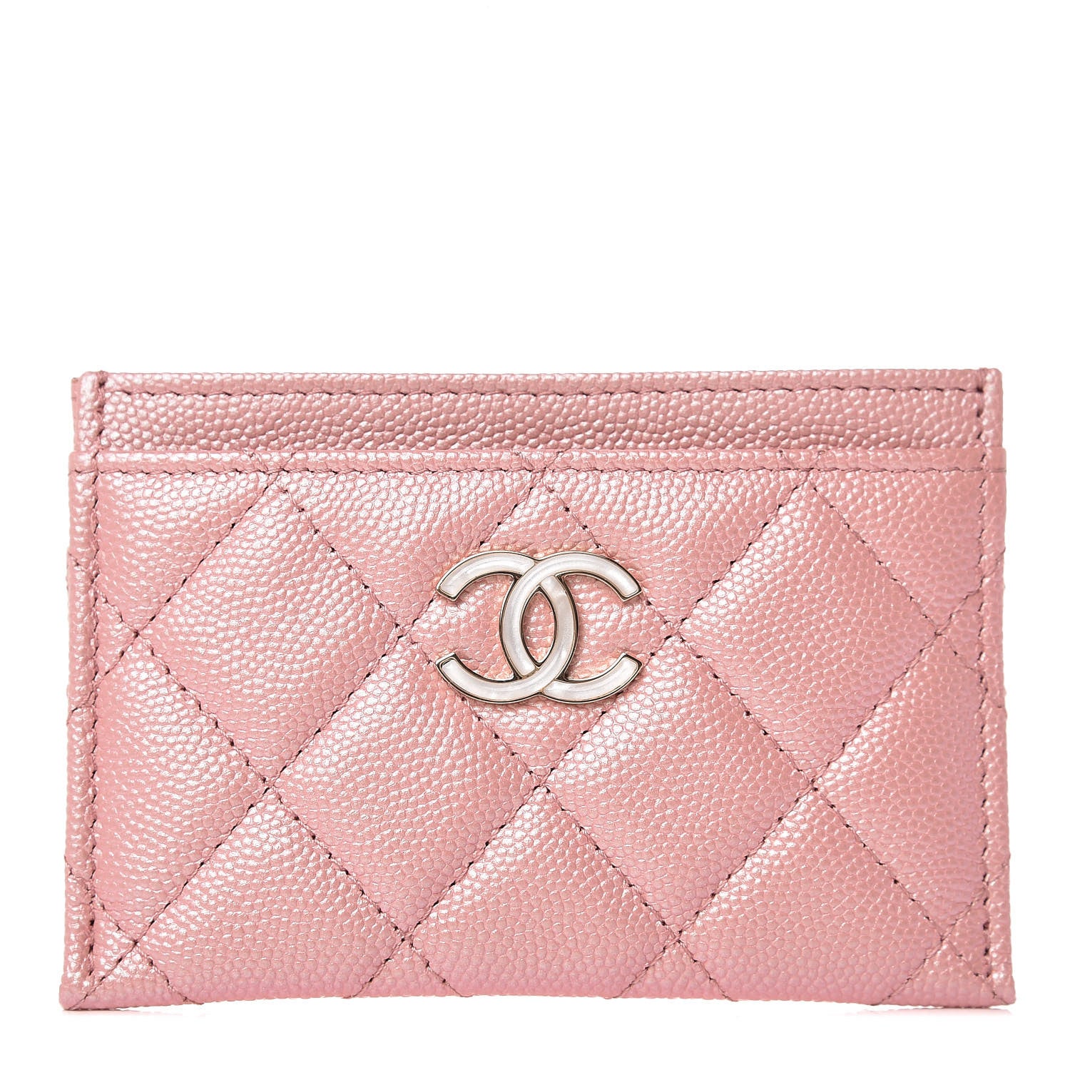 Chanel Iridescent Caviar Quilted Card Holder Pink 1 of 9