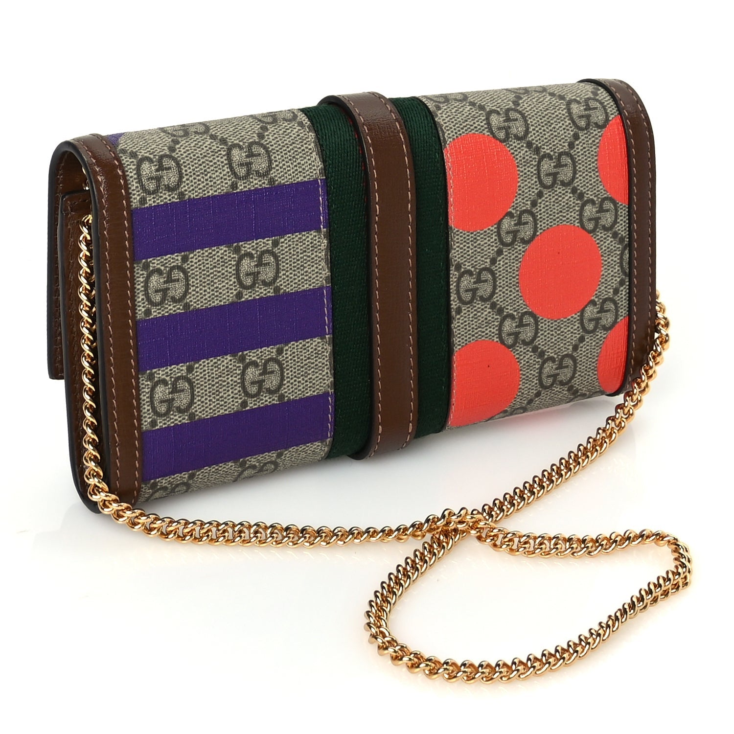 Gucci GG Supreme Monogram Geometric Web Jackie 1961 Chain Wallet  Brown Sugar 2 of 8