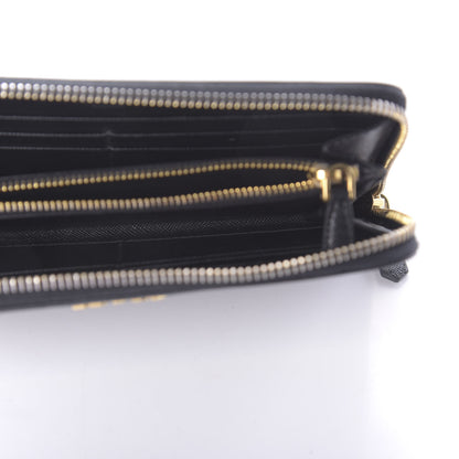 Prada Saffiano Metal Zip Around Wallet Black 5 of 10