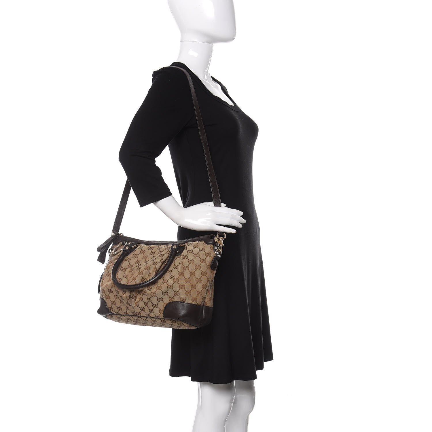 Gucci Monogram Medium Sukey Top Handle Dark Brown 2 of 11