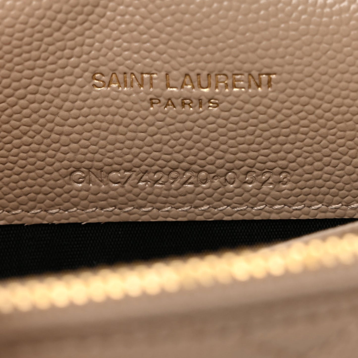 Grain De Poudre Matelasse Chevron Monogram Envelope Chain Wallet Dark Beige
