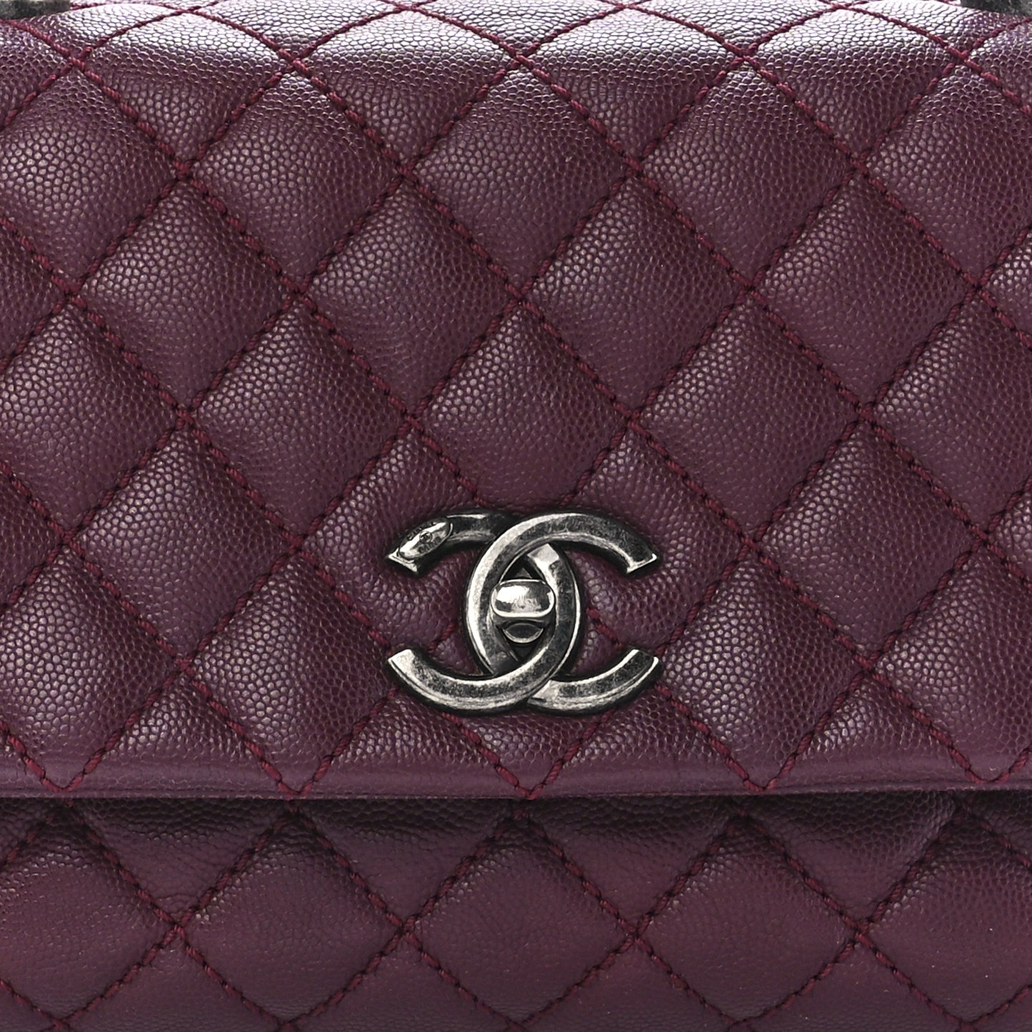 Caviar Quilted Small Coco Handle Flap Burgundy