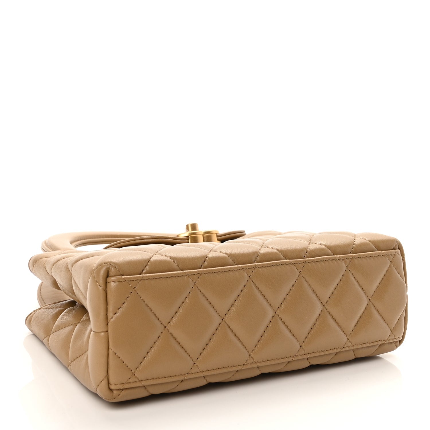 Chanel Shiny Aged Calfskin Quilted Nano Kelly Shopper Beige 3 of 9