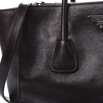 Prada Glace Calf Twin Pocket Tote Black 12 of 16