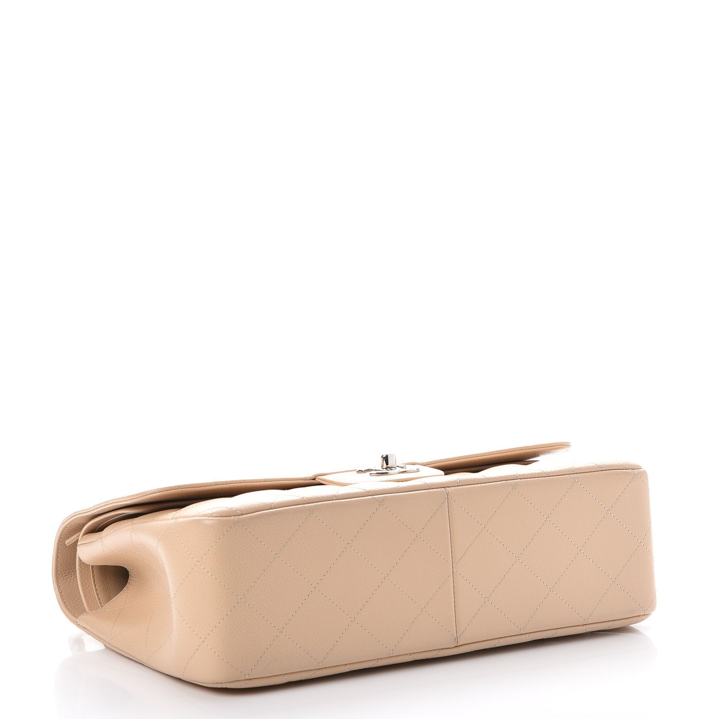 Caviar Quilted Jumbo Double Flap Beige Clair