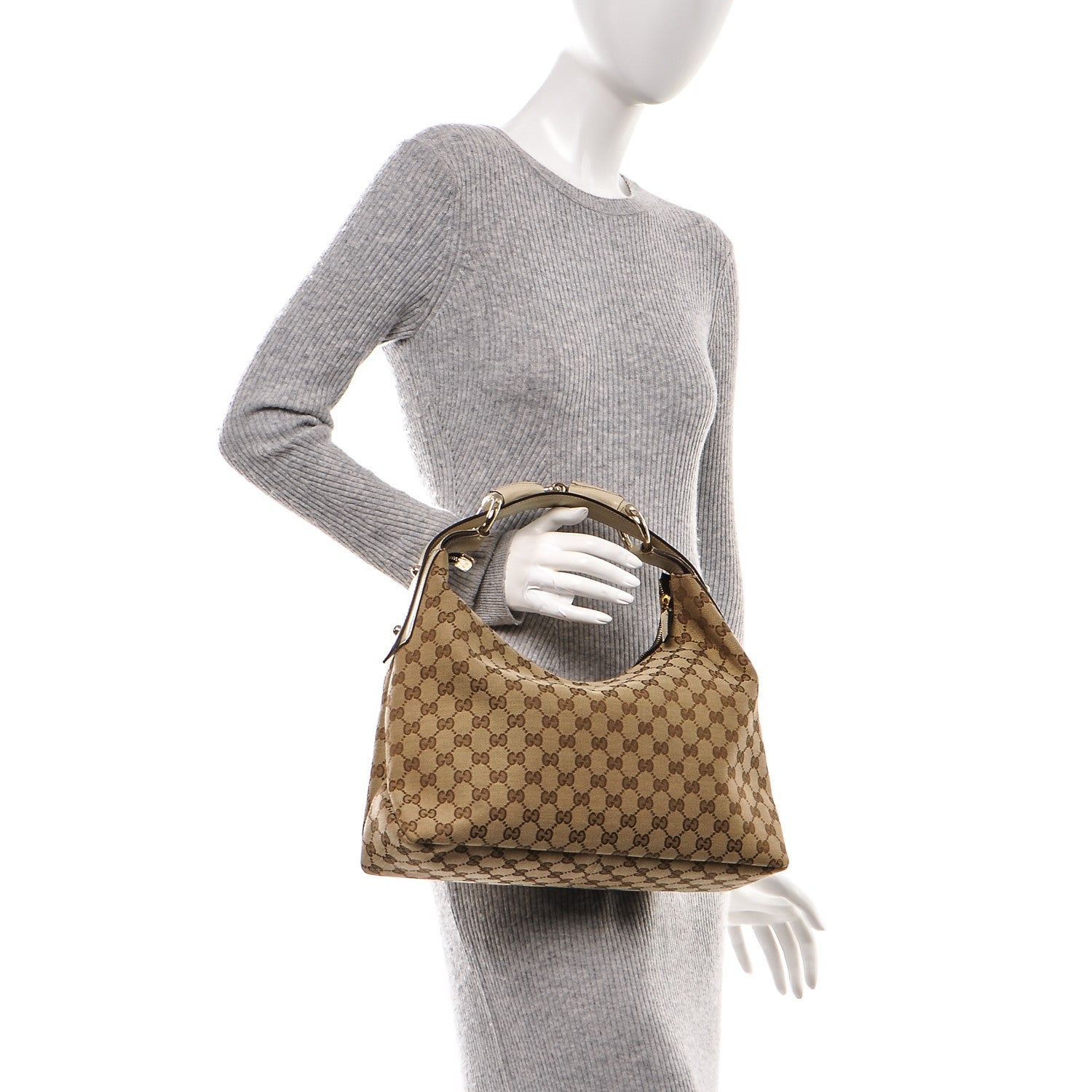 Gucci Monogram Medium Horsebit Chain Hobo Off White 2 of 7