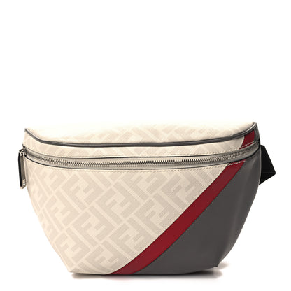 Fendi Glazed Fabric Vitello King FF 1974 Diagonal Belt Bag Perla Argilla Fragola 1 of 10