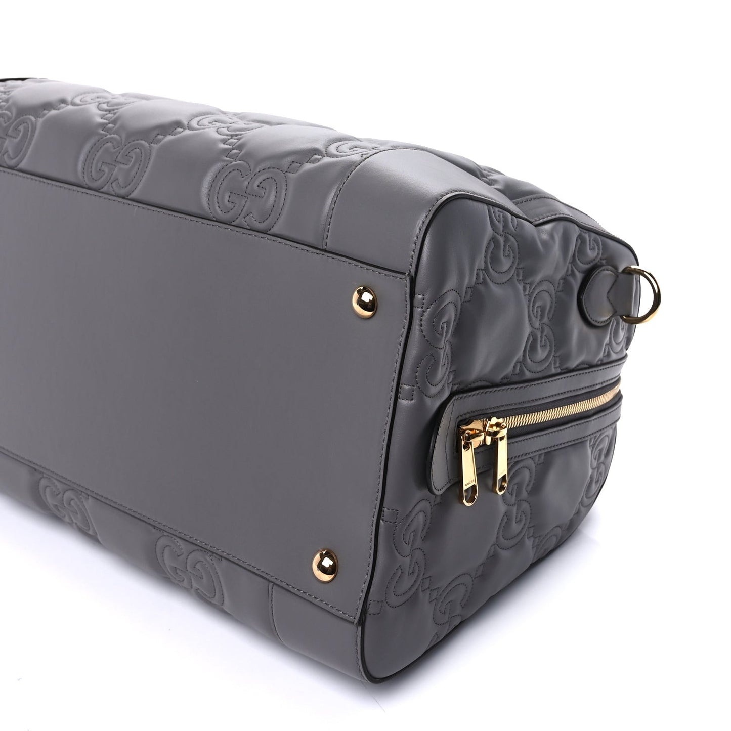 Calfskin GG Matelasse Medium Duffle Bag Dusty Grey Natural