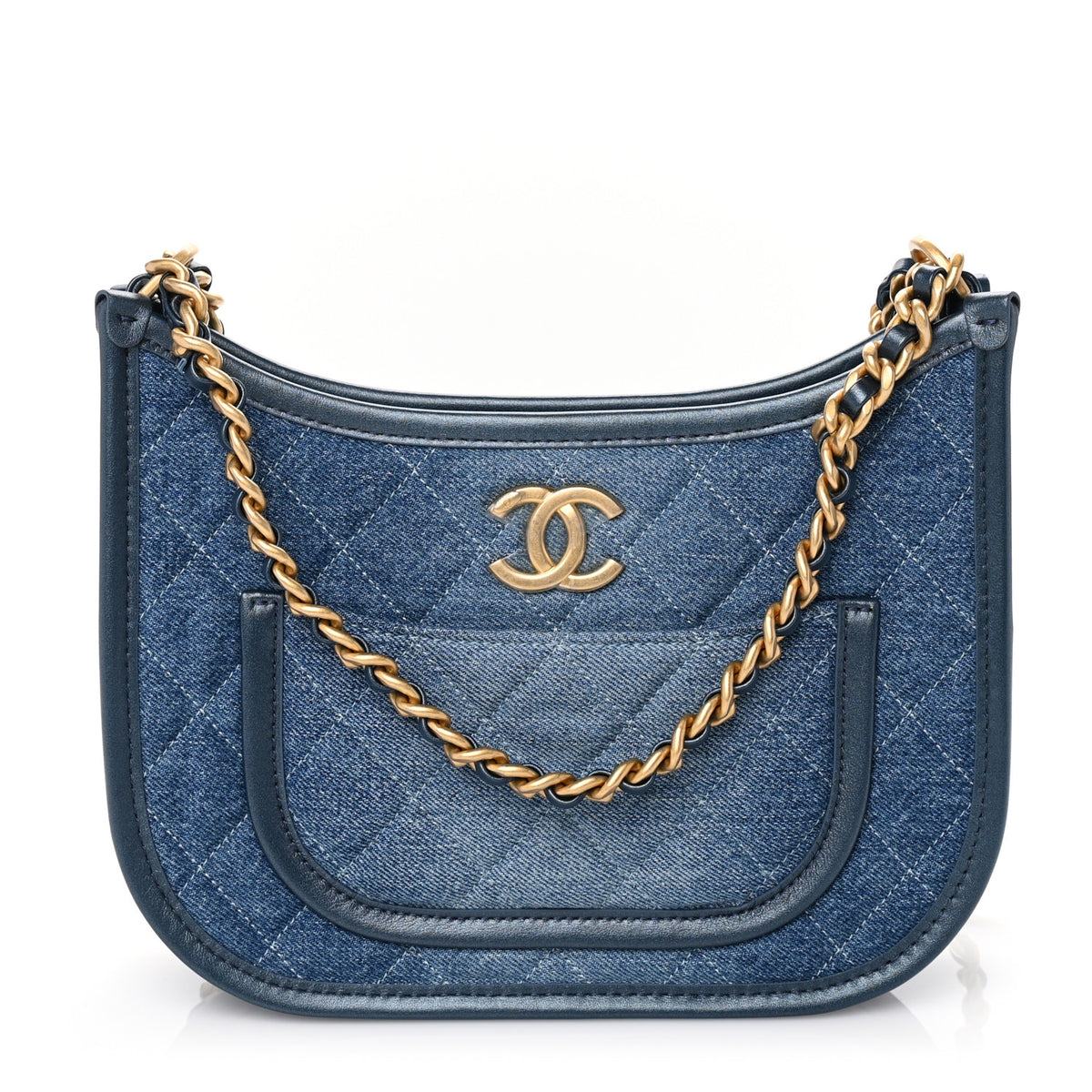 Chanel Washed Denim Quilted Hobo Blue 1 of 9