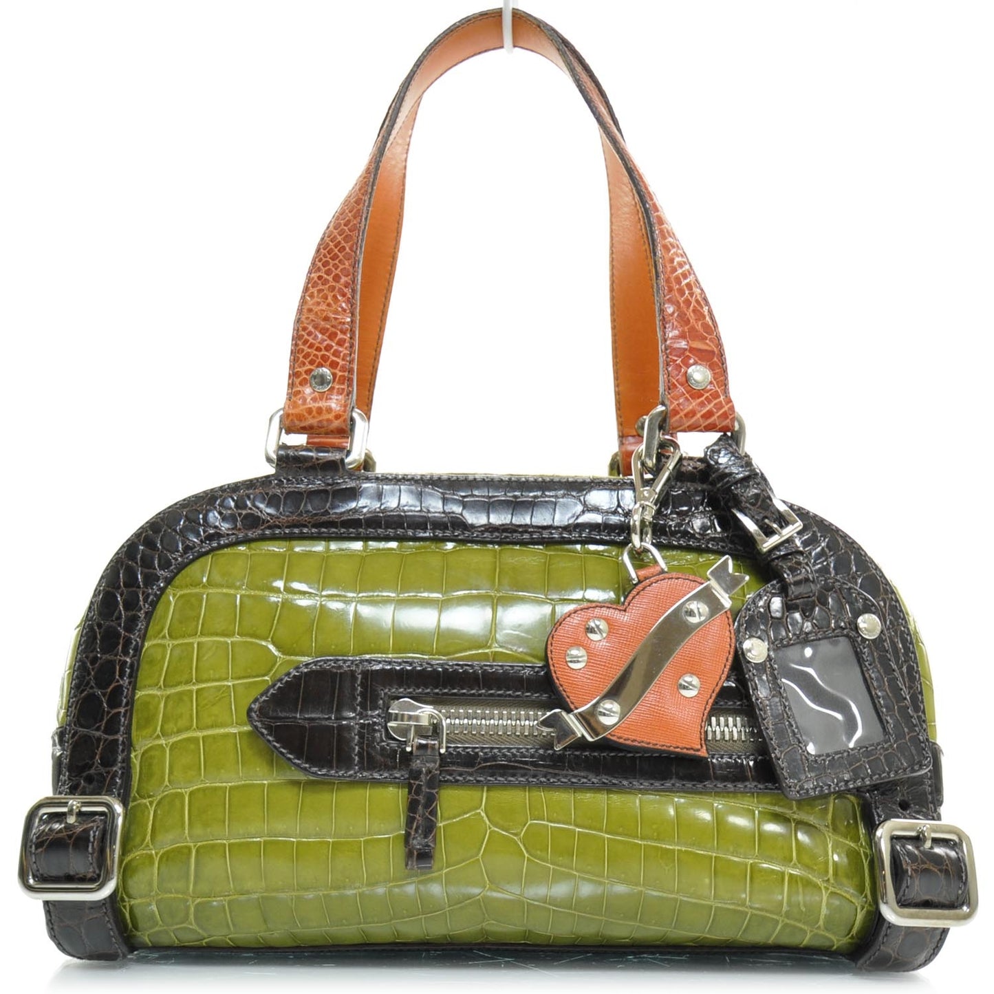Crocodile Colour Buckles Bag Green Orange