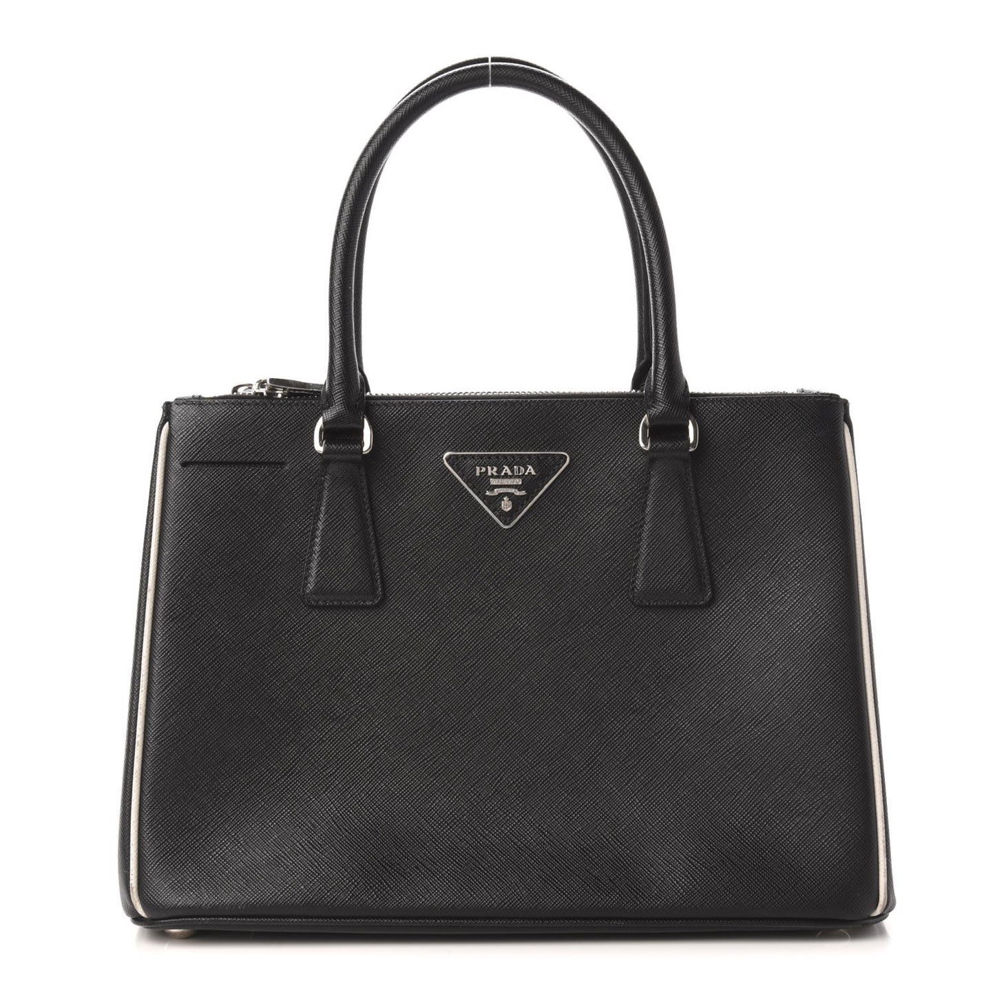 Saffiano Mini Galleria Double Zip Tote Black Talco