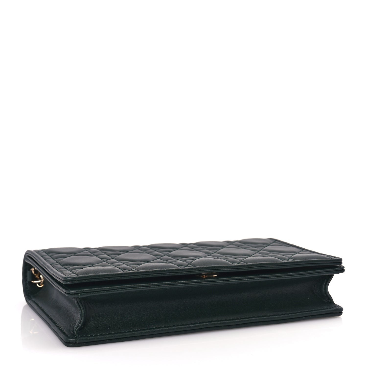 Christian Dior Lambskin Cannage Lady Dior Pouch Dark Green 4 of 10