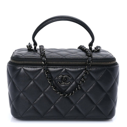 Chanel Lambskin Quilted Small Top Handle Vanity Case With Chain So Black 2 of 10