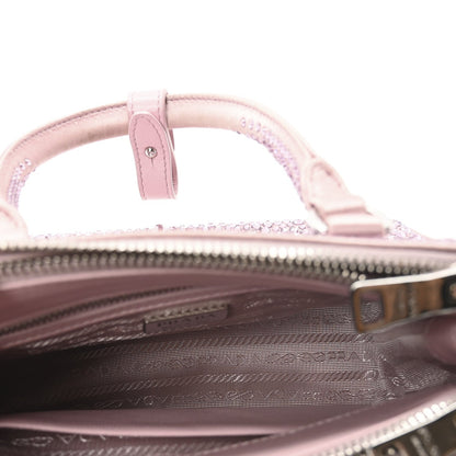 Prada Satin Crystal Mini Galleria Double Zip Tote Alabastro 5 of 7