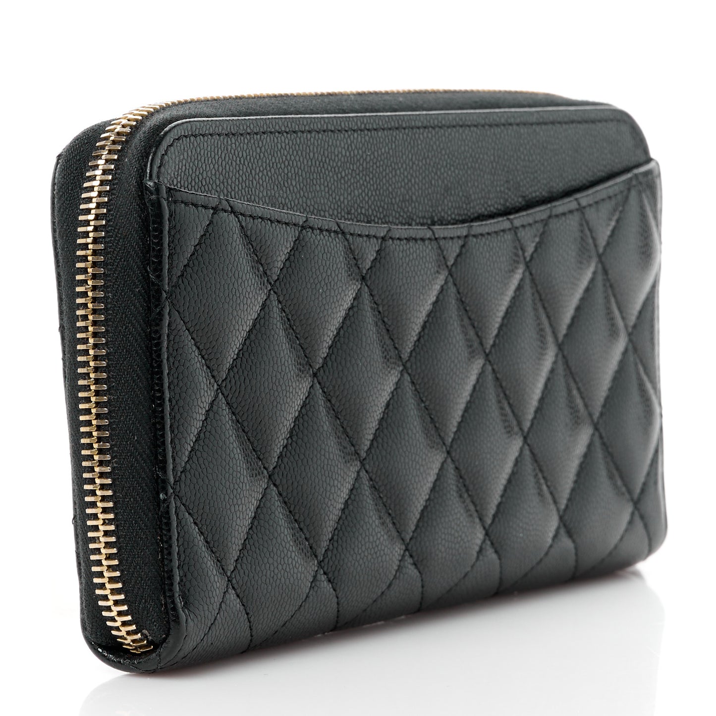 Caviar Quilted Pearl Coco Candy Large Gusset Zip Black