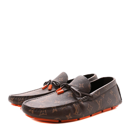 Louis Vuitton Monogram Macassar LV Driver Moccasin Loafers Orange 4 of 7