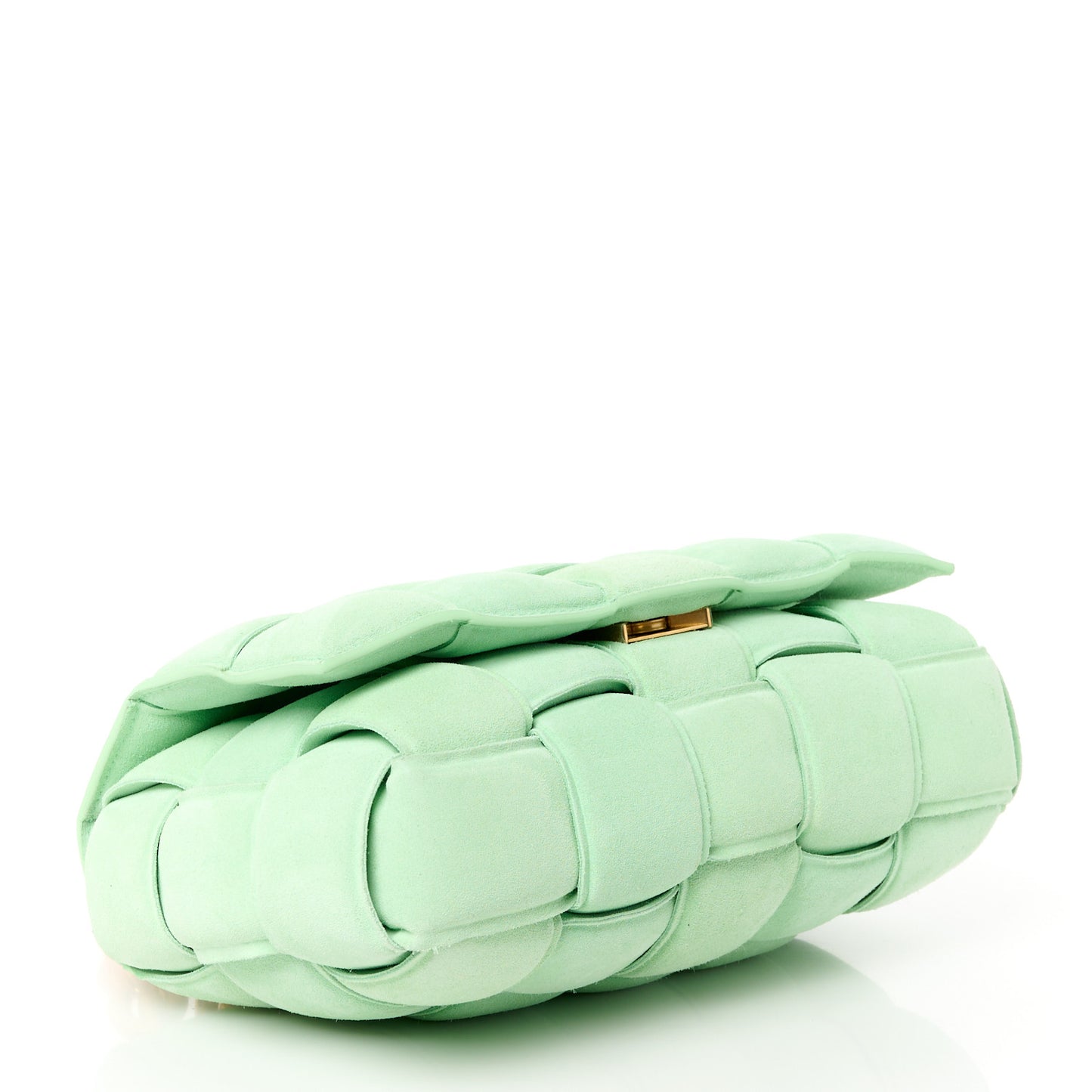 Suede Maxi Intrecciato Padded Chain Cassette Crossbody Bag Wasabi