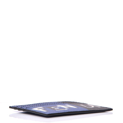 Fendi Vitello Elite Century Shadow Logo Card Holder Blue Neon 4 of 8