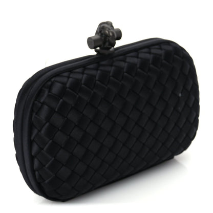 Bottega Veneta Satin Intrecciato Mesh Woven Knot Clutch Black 3 of 7