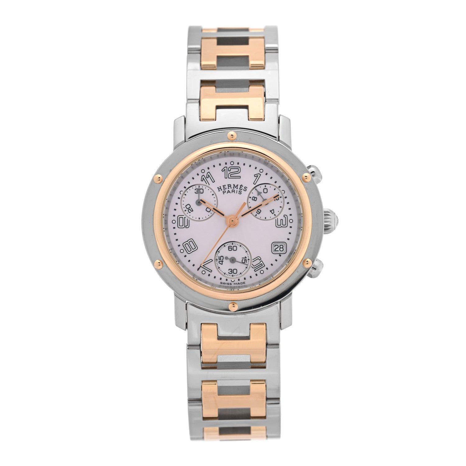 Hermes Stainless Steel 31mm Clipper Chronograph Quartz Watch 1 of 4