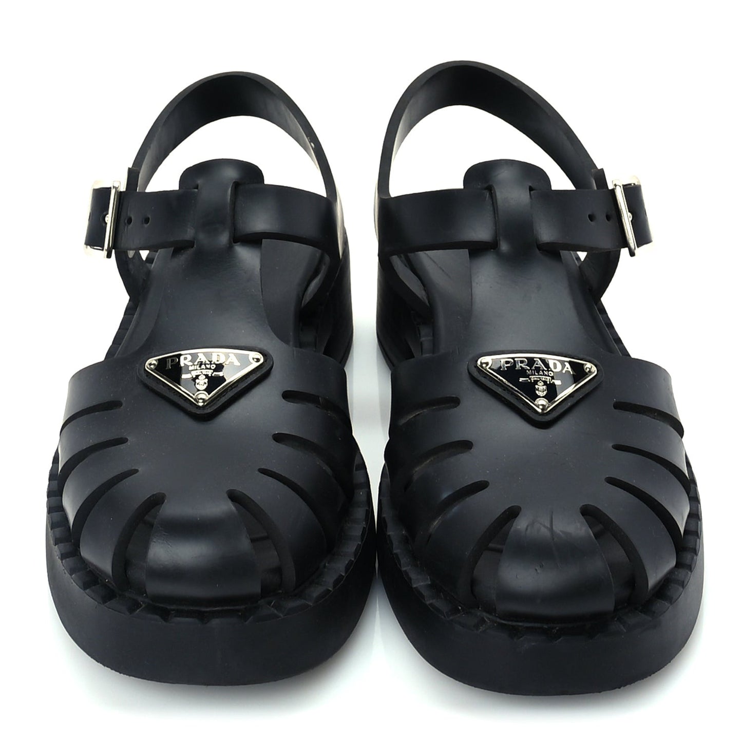 Foam Rubber Metal Triangle Logo 50mm Cage Sandals 38  Black