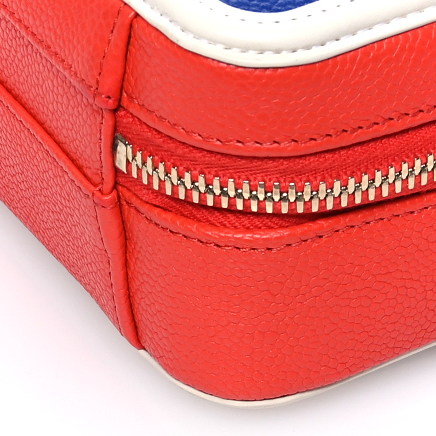 Chanel Caviar Quilted Small CC Filigree Vanity Case Blue White Red 10 of 11