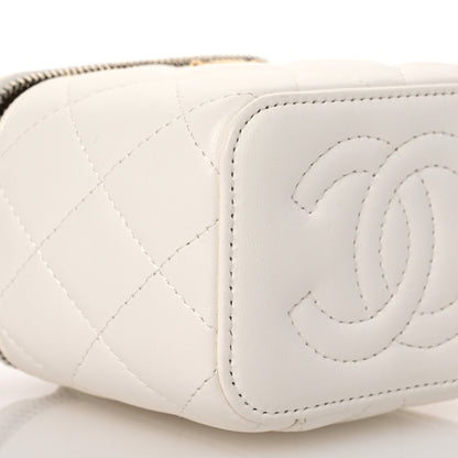 Chanel Lambskin Quilted Pearl Crush Mini Vanity Case With Chain White 9 of 13