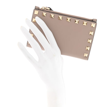 Valentino Garavani Calfskin Rockstud Coin Purse Card Holder Light Pink 2 of 7